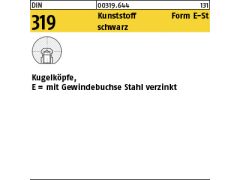 25 x Kugelknöpfe DIN 319 Kunstst. E 20 M5 schwarz mit St. Gewindebu. Kunstst