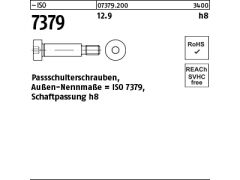 25 x Paß-Schulterschrauben ISO 7379 12.9, 16 h8 - M12x40 (blank/schwarz)