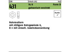 25 x Rohrmuttern DIN 431 14 H BG 3/4 verzinkt