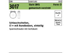 25 x Schlauchschellen DIN 3017 C1 104-112/25 - Stahl W1 verzinkt