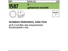 25 x Sechskant-Hutmuttern DIN 1587 6 M16 verzinkt