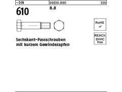 25 x Sechskant-Paßschrauben DIN 610 8.8 M8 x 25 (blank/schwarz)