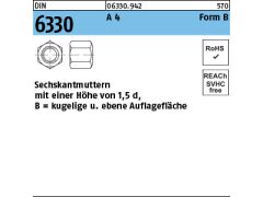 25 x Sechskantmuttern DIN 6330 M10 SW17 Edelstahl A4