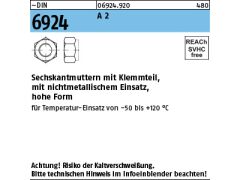 25 x Sechskantmuttern DIN 6924 M20 Edelstahl A2