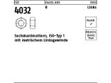 25 x Sechskantmuttern ISO 4032 Kl.8 M30 -Linksgewinde...