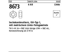 25 x Sechskantmuttern ISO 8673 Kl.6 AU M22x1,5 - Linksgew. (blank/schwarz)