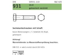 Schnäppchenartikel - 25 x Sechskantschrauben DIN 931 10.9 M16 x 270 galv. verzinkt getempert