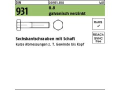 DIN 931 Sechskantschrauben mit Schaft Set 8.8 Muttern/Scheiben M12 verzinkt 