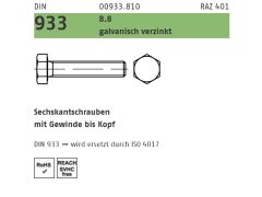 25 x Sechskantschrauben DIN 933 8.8 M16 x 200 verzinkt