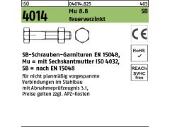 25 x Sechskantschrauben ISO 4014 8.8 CE +Mutter M20 x 80 feuerverzinkt