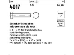 25 x Sechskantschrauben ISO 4017 5.6 M20 x 35 AD W7 (blank/schwarz)