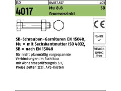25 x Sechskantschrauben ISO 4017 8.8 CE + Mutter M20 x 60 feuerverzinkt