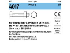 25 x Sechskantschrauben ISO 4017 CE + Mutter M20 x 50 Edelstahl A4-70