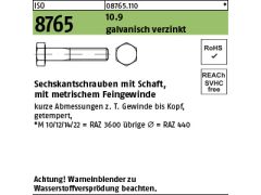 25 x Sechskantschrauben ISO 8765 10.9 M16x1,5x100 verzinkt getempert