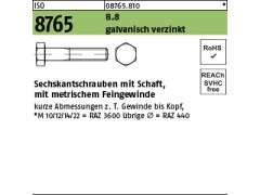 25 x Sechskantschrauben ISO 8765 8.8 M20x1,5x140 verzinkt