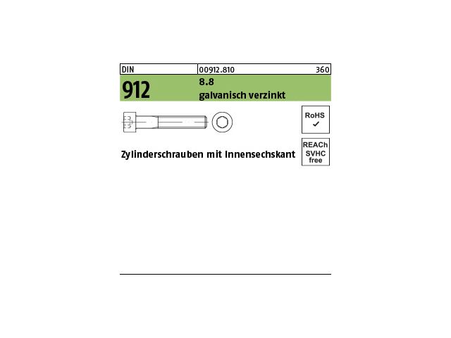 25 Inbus Zylinderkopfschrauben DIN 912 8.8 schwarz M16x150