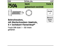 250 x 6-kant Bohrschrauben DIN 7504-K 6,3x45 verzinkt