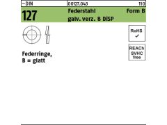250 x Federringe DIN 127 Federstahl Form B 16 DiSP (Dickschichtpass.)