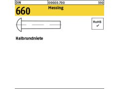 250 x Halbrundniete DIN 660 Messing 6 x 30