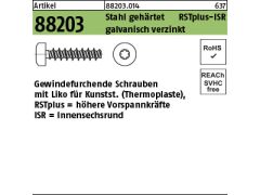250 x Kunststoff Schrauben RST+Linsenkopf & ISR 6 x 16 -T30 verzinkt