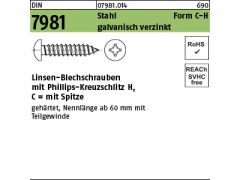 250 x Linsen Blechschr.  DIN 7981-C 4,2x80 - H verzinkt