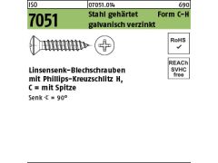 250 x Linsensenk Blech. ISO 7051 Form C-Spitze H 5,5 x 25 verzinkt