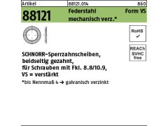 250 x SCHNORR-Sperrzahnscheiben Federstahl Form VS=10 mechanisch verzinkt
