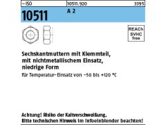 250 x Sechskantmuttern ISO 10511 Edelstahl A2 M16