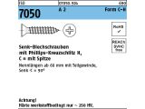 250 x Senk-Blechschr. ISO 7050 Form C-Spitze H 4,8 x 80...