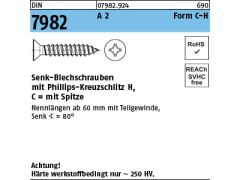 250 x Senk-Blechschrauben DIN 7982-C 4,8x45 - H Edelstahl A2