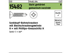 250 x Senk-Bohrschrauben ISO 15482 Stahl 6,3x45 -H verzinkt