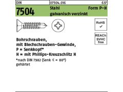 250 x Senkkopf Bohrschr. DIN 7504-P 6,3x70 - H verzinkt