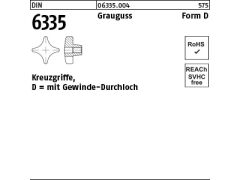 5 x Kreuzgriffe DIN 6335 D100 M20 Grauguß m. Gewinde-Durchloch