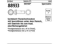 50 x 6kt.-Flanschschrauben - Sperrzahnschrauben Kl.100 M16x25 (blank/schwarz)