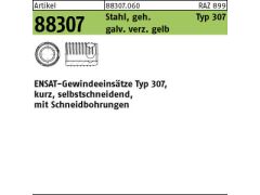 50 x ENSAT-Gewindeeinsätze Typ 307 m. Bohrung Stahl gehärtet M10 gelb verzinkt