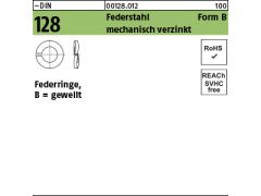 50 x Federringe DIN 128 Federstahl B 30  mech. verzinkt