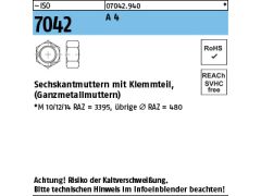 50 x Ganzmetallmutter ISO 7042 M18 (DIN 934 mit 3-Punkt-Quetschung)  Edelstahl A4