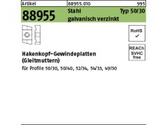 50 x Hakenkopf Gewindeplatten Typ 50/30, M10 verzinkt