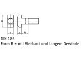 50 x Hammerschrauben DIN 186 mit Mutter 4.6 Form B M6x30 (blank/schwarz)