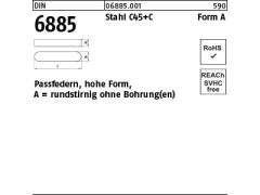 DIVERSE Passfeder DIN 6885 Form A rundstirnig/o.Bohrung A 25 x 14 x 80 Stahl ... 