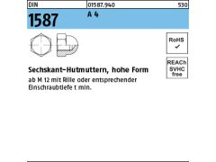 50 x Sechskant-Hutmuttern DIN 1587 M8 Edelstahl A4