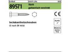 50 x Sechskantholzschrauben ähnl. DIN 571 12x80 verzinkt