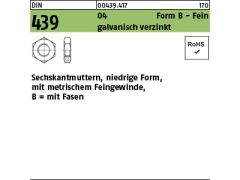 50 x Sechskantmuttern DIN 439 04 BM 20x1,5 verzinkt