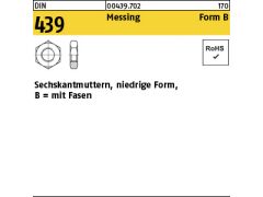 50 x Sechskantmuttern DIN 439 Messing BM 20