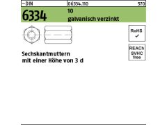 50 x Sechskantmuttern DIN 6334 Kl.10 M12 SW19 verzinkt