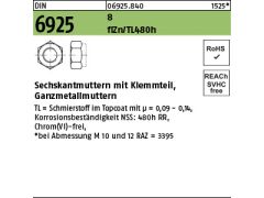 50 x Sechskantmuttern DIN 6925 Kl.8 M20 Zinklammellen