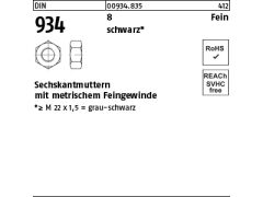 50 x Sechskantmuttern DIN 934 Kl.8 M27 x 1,5 schwarz