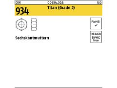 100 x Sechskantmuttern DIN 934 Titan Grade II M10 Ti (blank/schwarz)