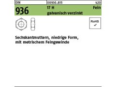50 x Sechskantmuttern DIN 936 17 H M24 x 2 verzinkt