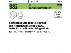 50 x Sechskantmuttern DIN 982 10 M16 x 1,5 verzinkt